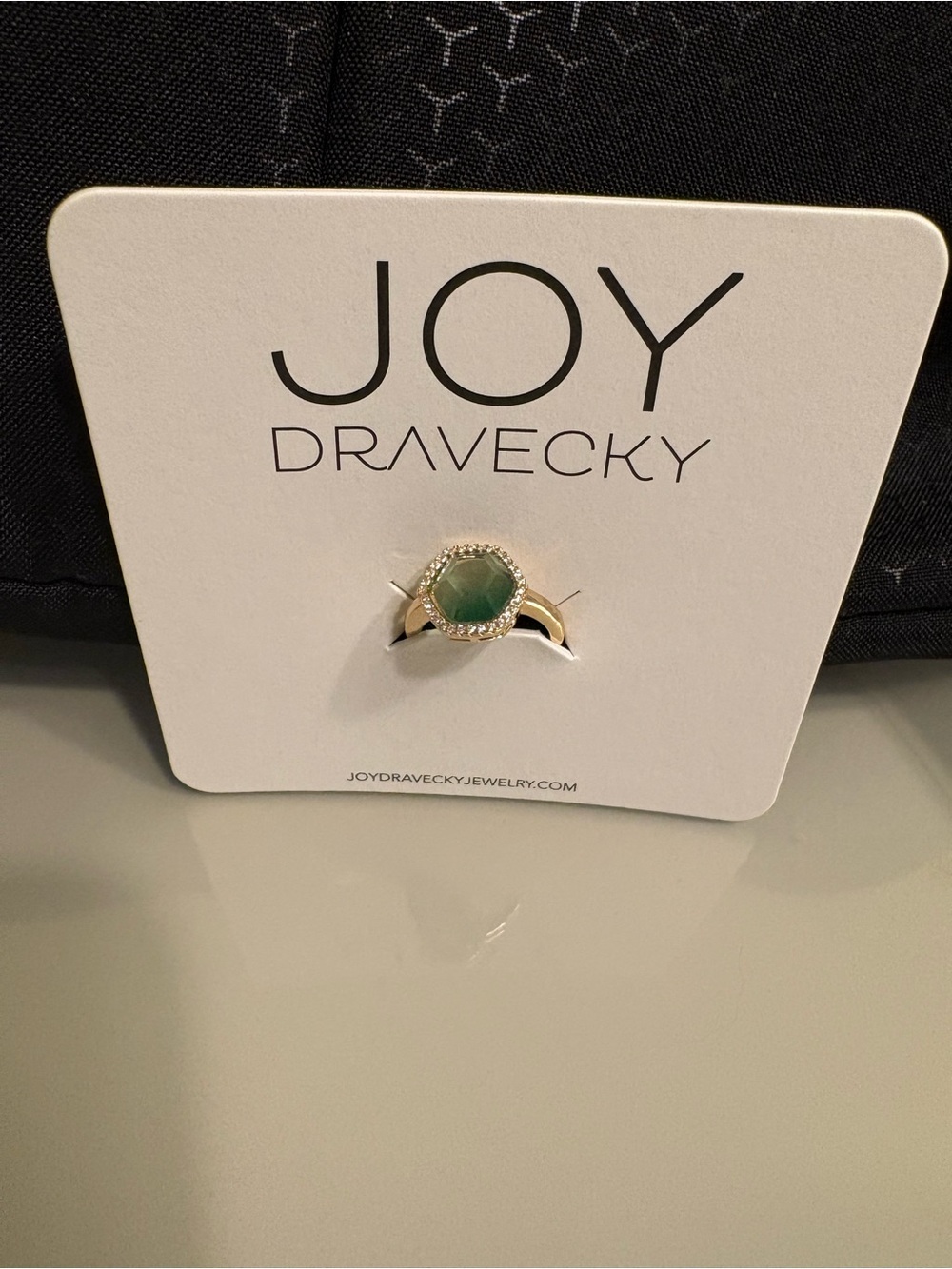 Joy Dravecky Green Stone Gold-Tone Ring